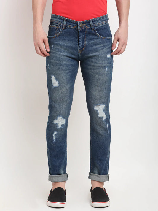 Men Blue Slim Fit Mildly Distressed Heavy Fade Jeans