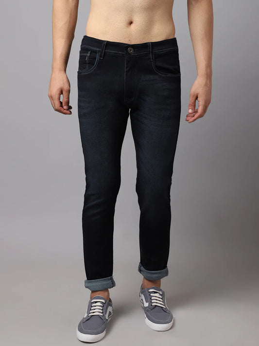 Men Black Slim Fit Light Fade Stretchable Jeans
