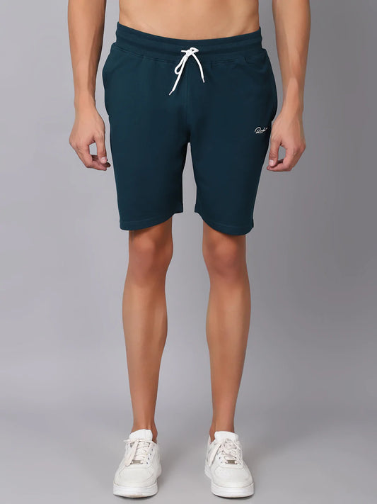 Men Teal Slim Fit Sports Shorts