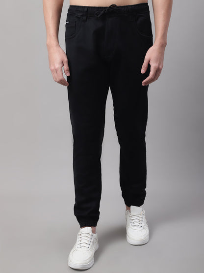 Men Black Slim Fit Mid Rise Solid Jogger Jeans