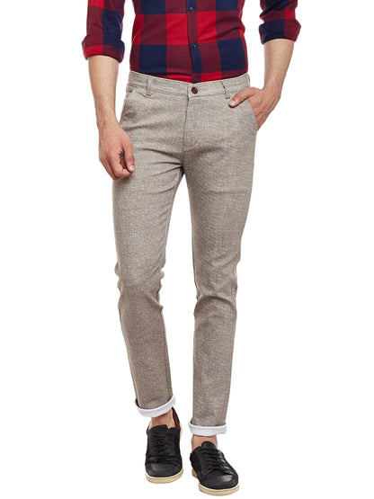 Men Beige Slim Fit Trousers