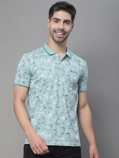 Abstract Printed Polo Collar Slim Fit T-shirt