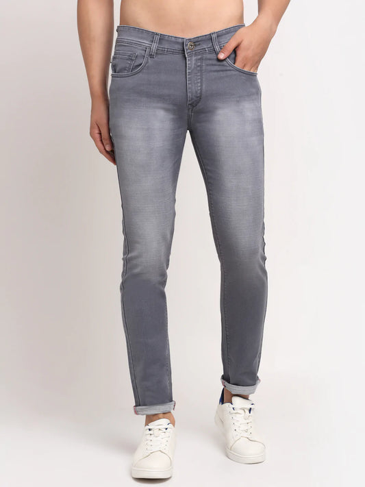 Men Grey Slim Fit Heavy Fade Stretchable Jeans