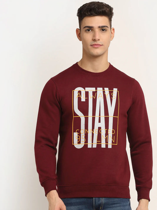 Men Maroon Printed Sweatshirt