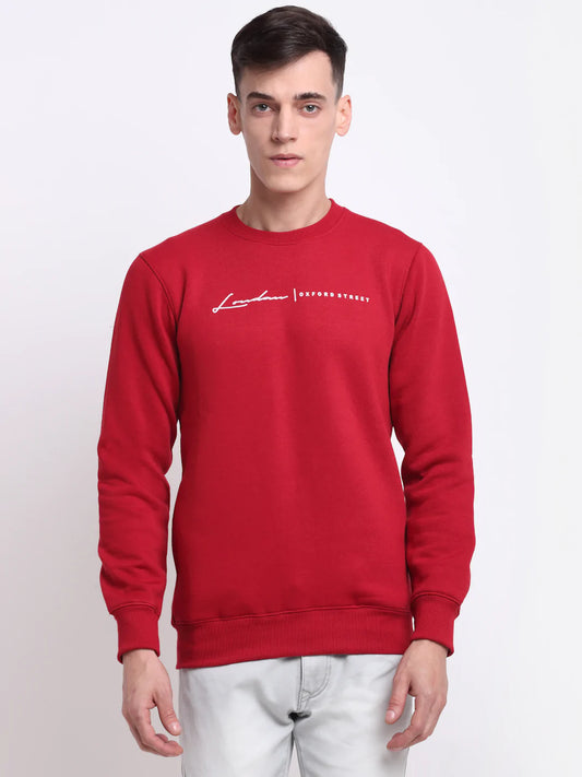 Men Red Printed Sweatshirt