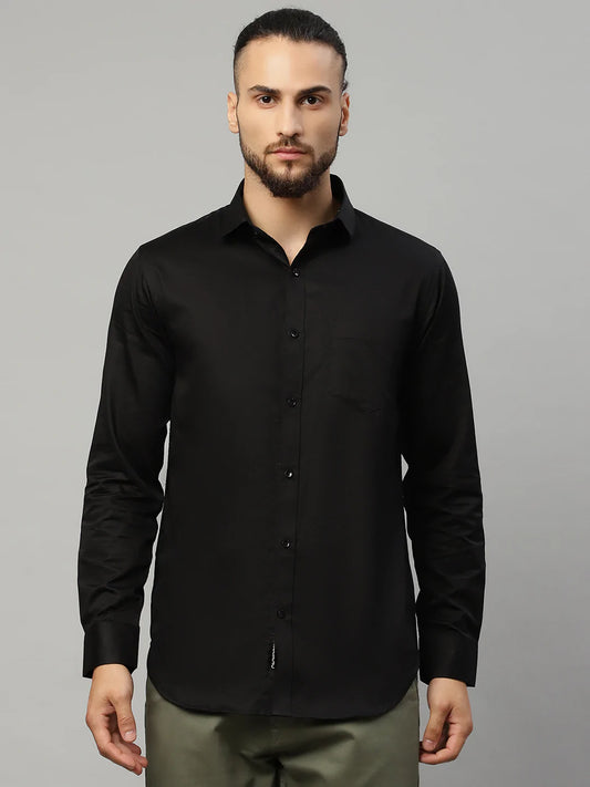 Men Black Slim Fit Casual Shirt