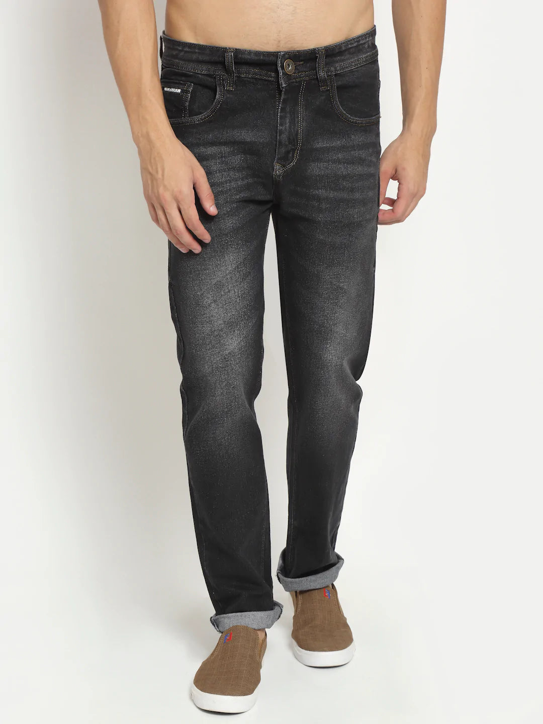 Men Black Light Fade Stretchable Jeans