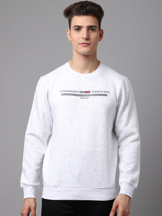 Men White Printed Sweatshirt