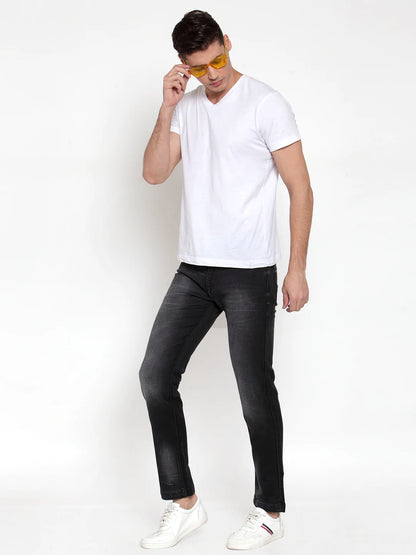 Men Black Slim Fit Mid-Rise Clean Look Stretchable Jeans