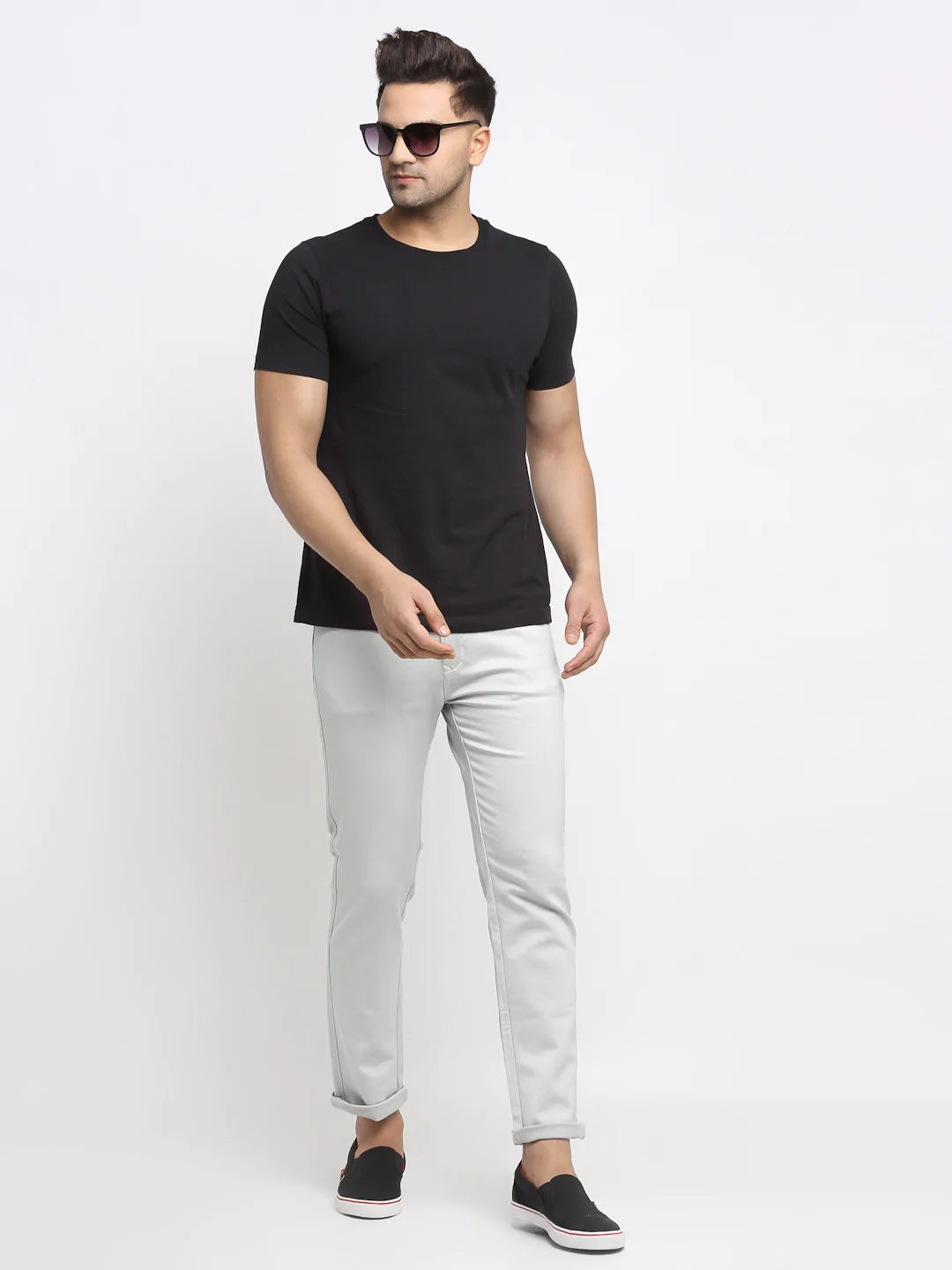 Men Grey Solid Slim Fit Jeans