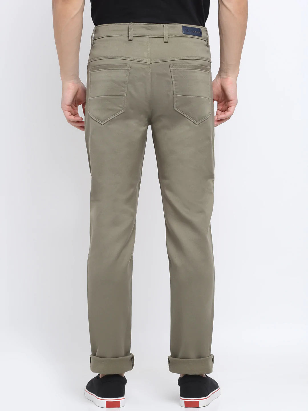 Men Olive Green Slim Fit Mid-Rise Clean Look Stretchable Jeans