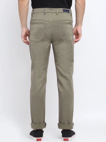 Men Olive Green Slim Fit Mid-Rise Clean Look Stretchable Jeans
