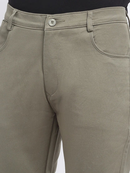 Men Olive Green Slim Fit Mid-Rise Clean Look Stretchable Jeans