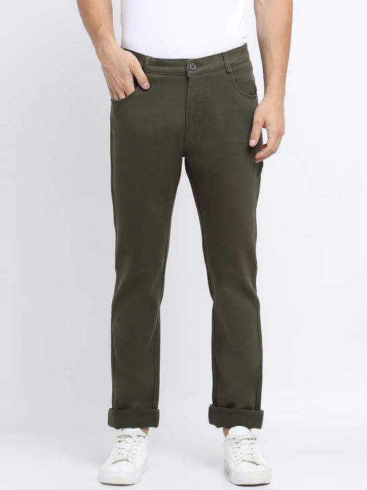 Men Olive Green Slim Fit Jeans