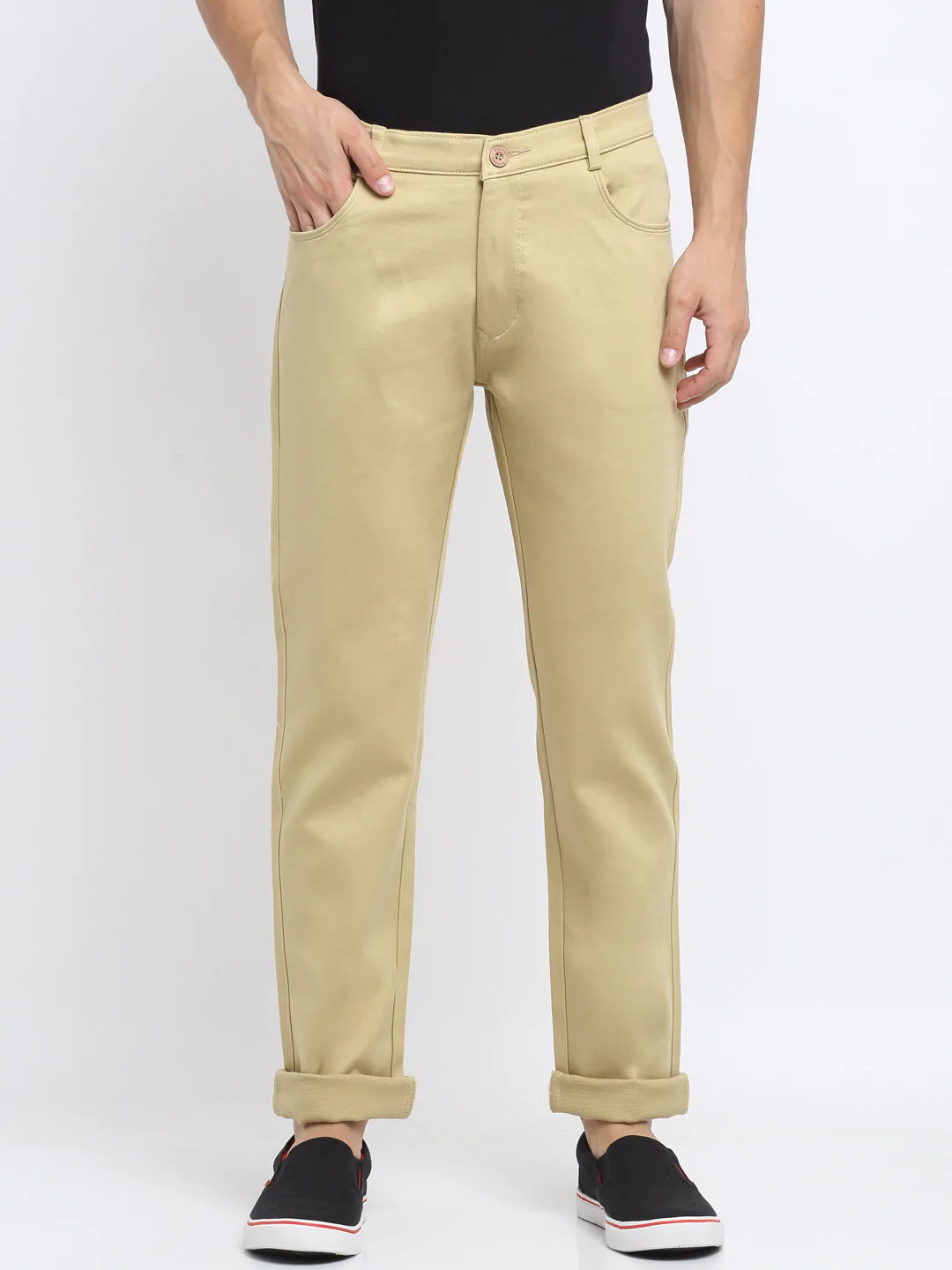 Men Beige Slim Fit Mid-Rise Clean Look Jeans