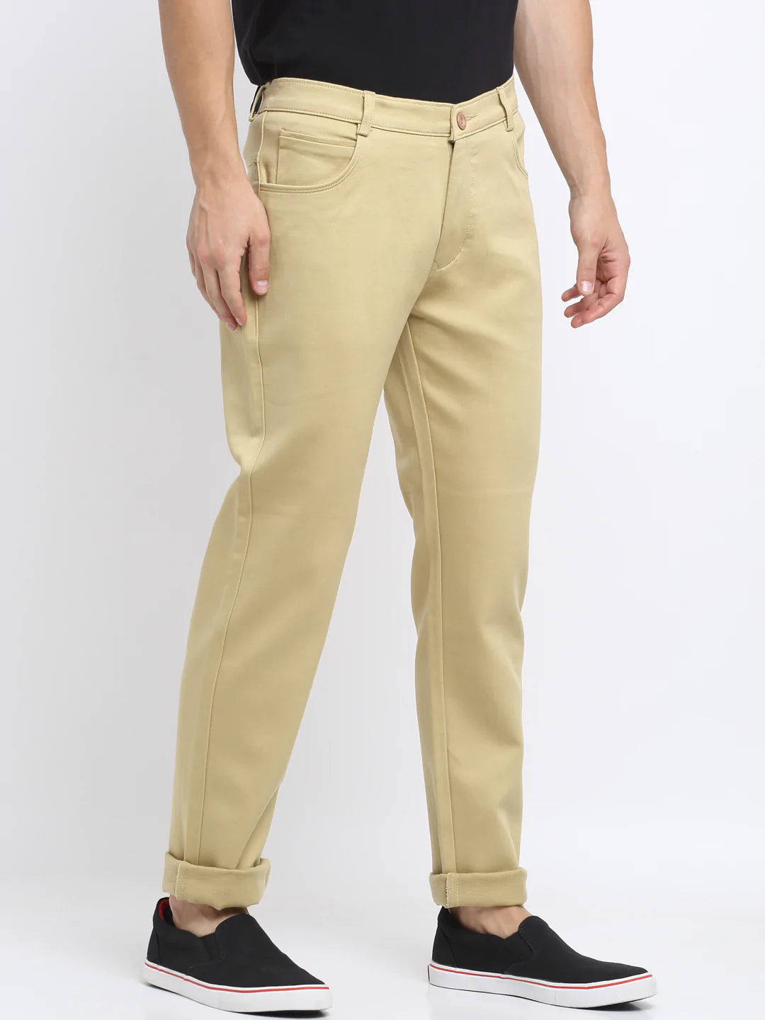 Men Beige Slim Fit Mid-Rise Clean Look Jeans