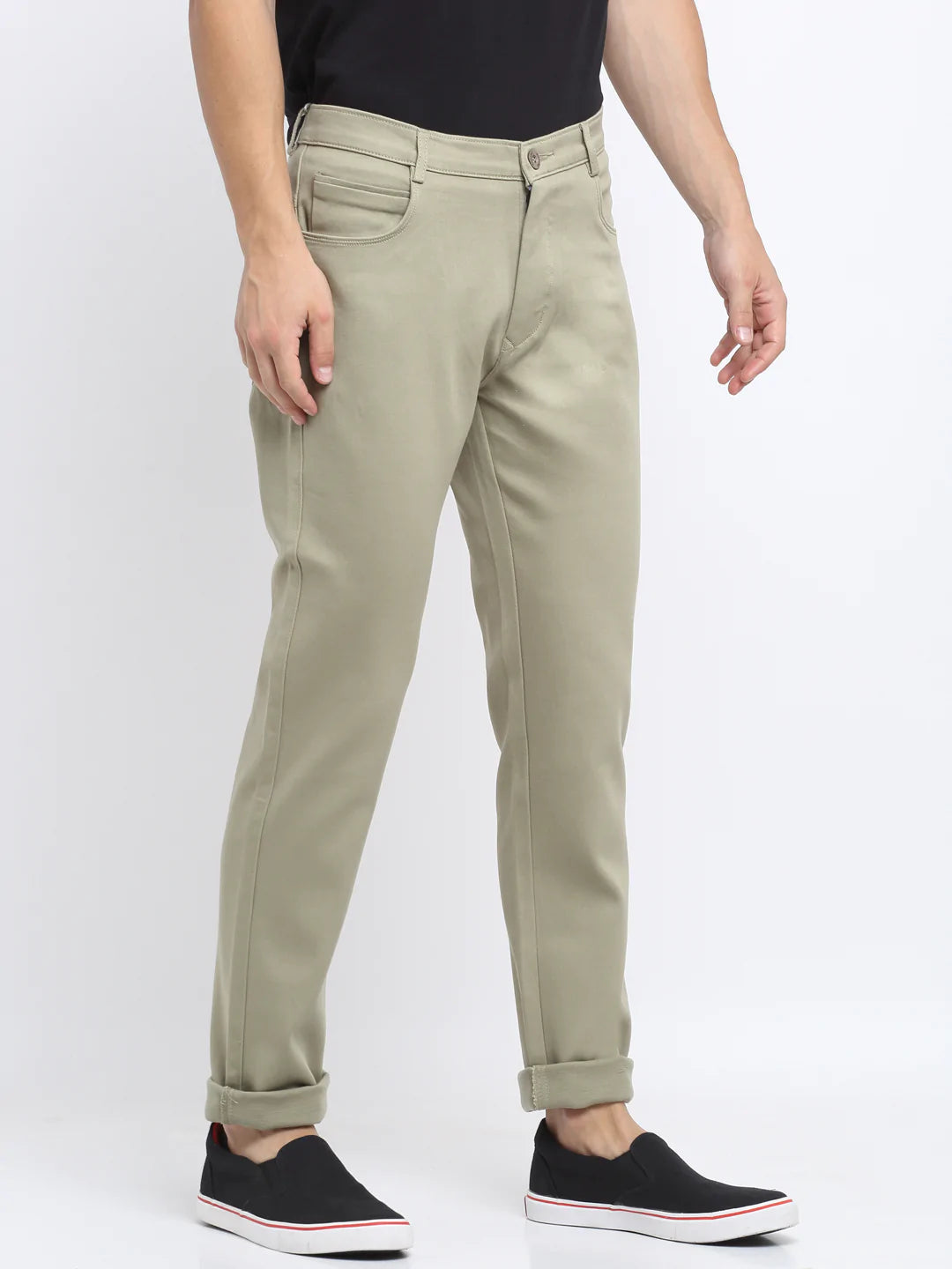 Men Beige Slim Fit Mid Rise Clean Look Jeans