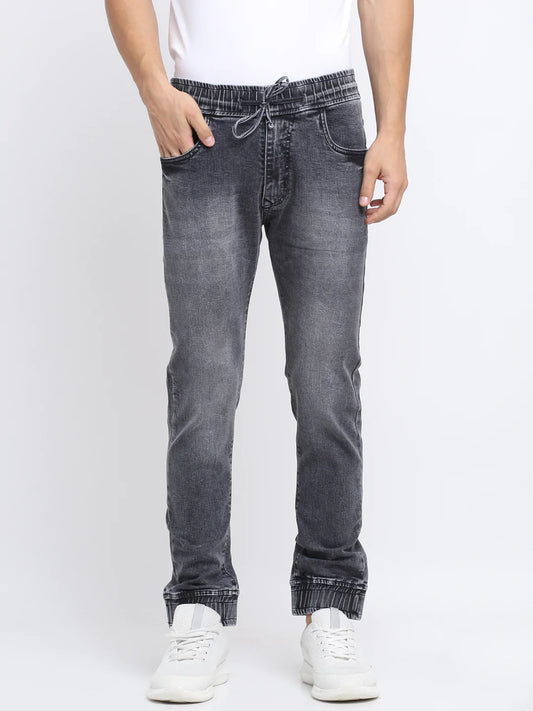 Men Black Slim Fit Mid-Rise Clean Look Jogger Jeans