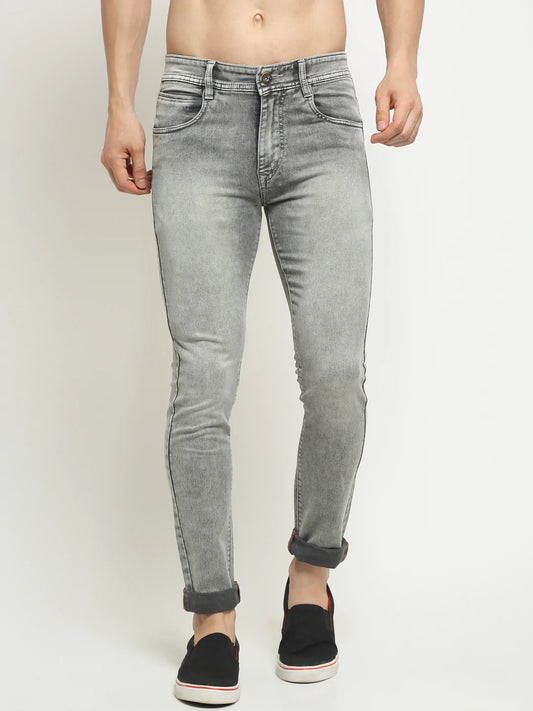 Men Grey Slim Fit Heavy Fade Stretchable Jeans