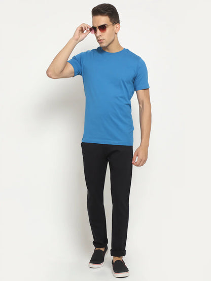 Men Navy Blue Regular Fit Chinos Trousers