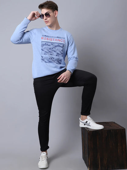 Men Blue Printed Sweatshirt