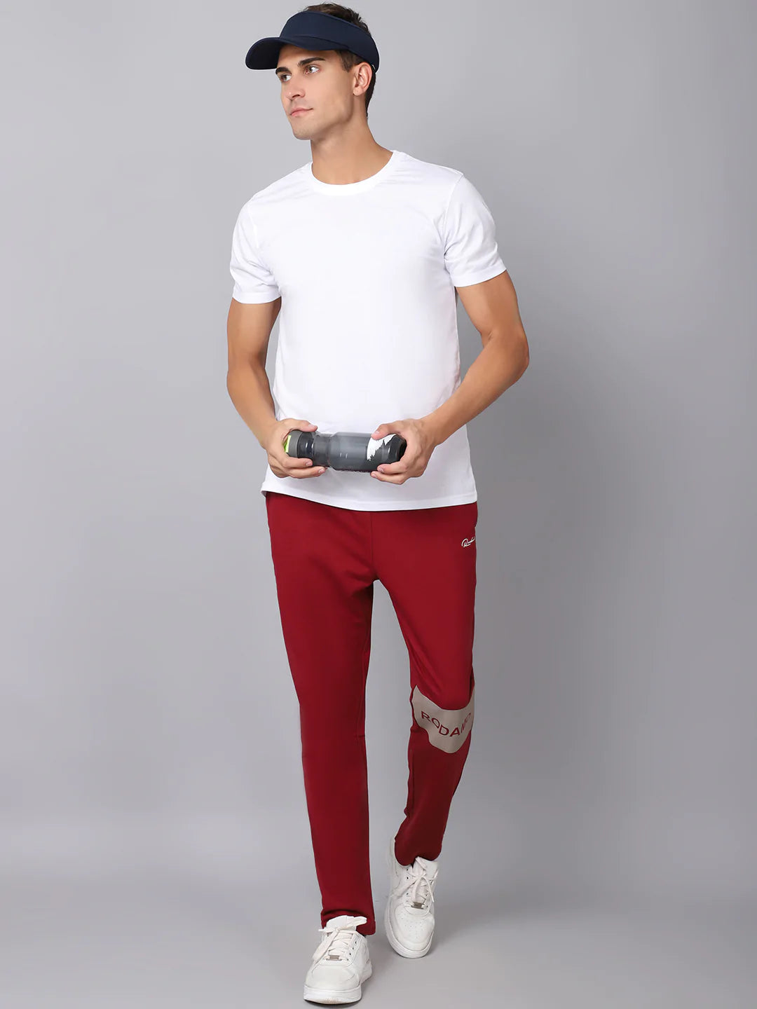 Men Maroon Brand Logo Printed Slim-Fit Track Pant