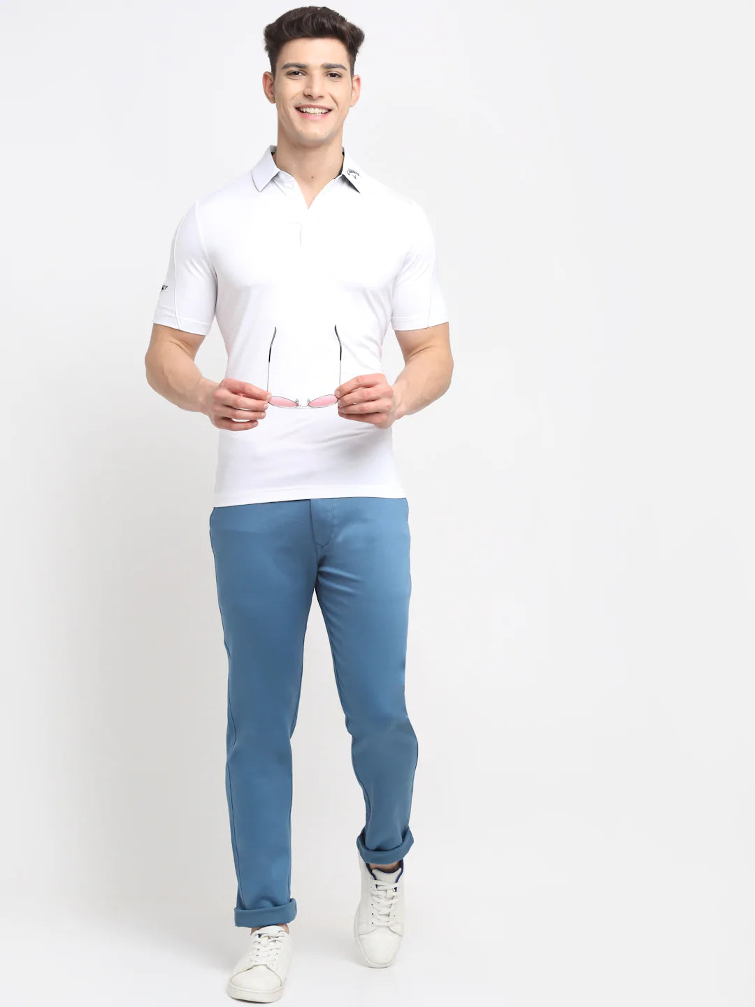Men Blue Slim Fit Chinos Trousers