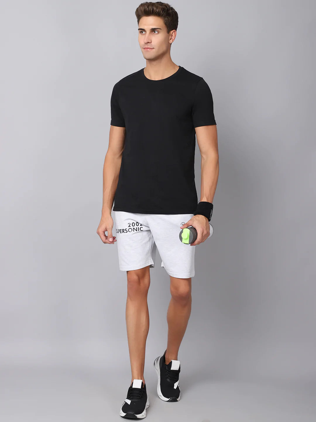 Men Grey Slim Fit Sports Shorts