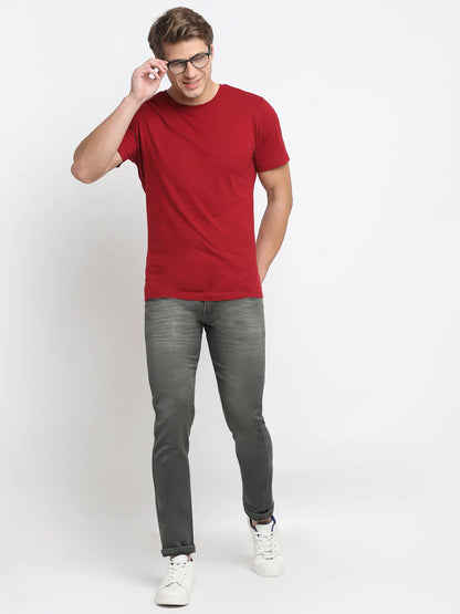 Men Green Slim Fit Heavy Fade Stretchable Jeans