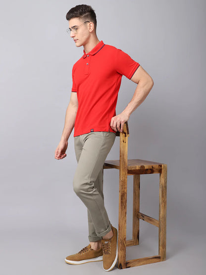 Men Olive Slim Fit Trousers