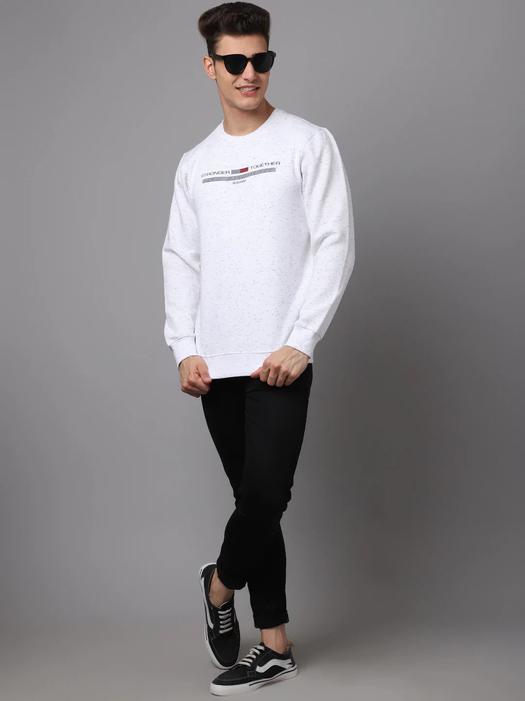 Men White Printed Sweatshirt