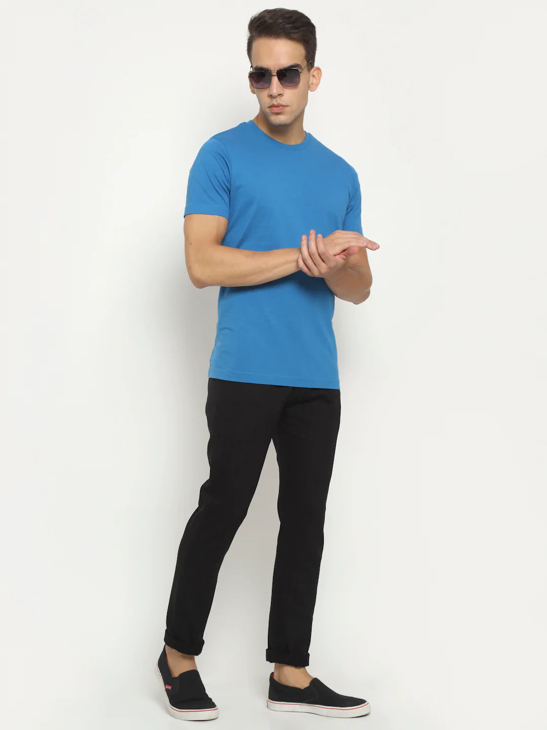 Men Black Slim Fit Chinos Trousers