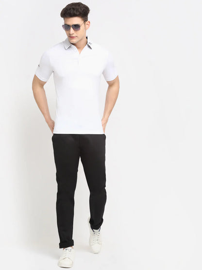 Men Black Slim Fit Chinos Trousers