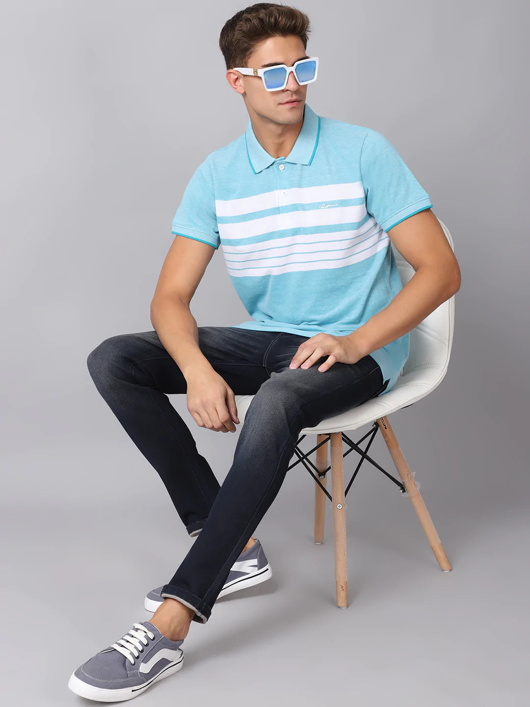 Men Multicoloured  tumbleweed Striped Polo Collar Slim Fit T-shirt