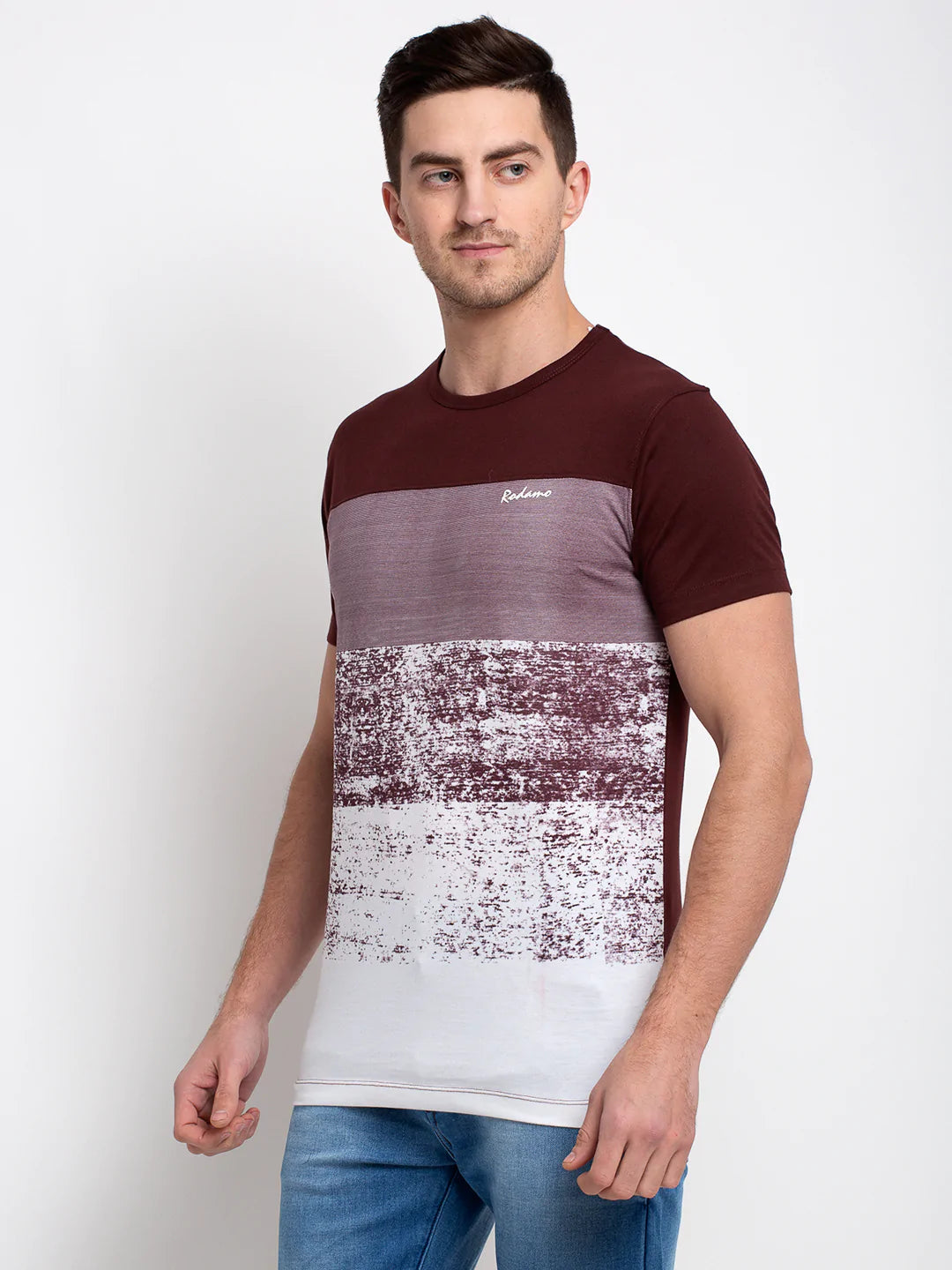 Men Brown Round Neck T-Shirts