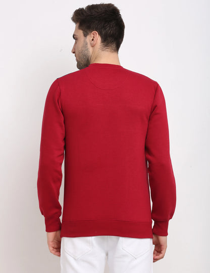 Men Red Colourblocked Sweatshirt