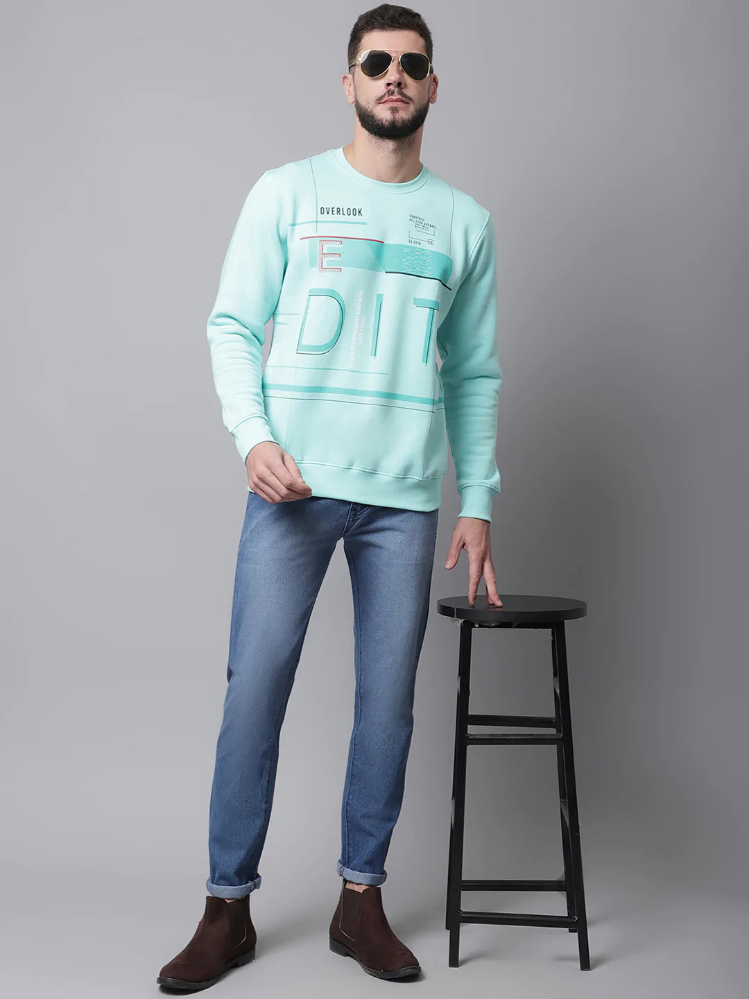 Men Blue Printed Sweatshirt