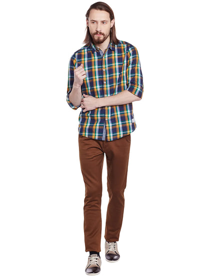 Men Brown Slim Fit Trousers