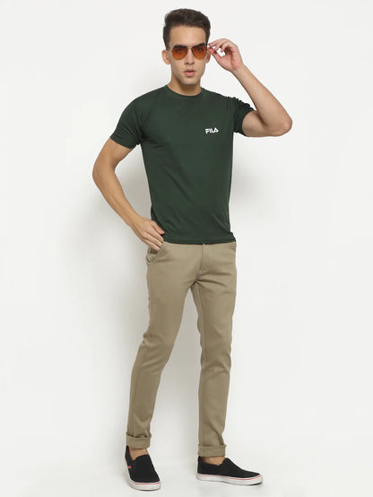 Men Beige Slim Fit Chinos Trousers
