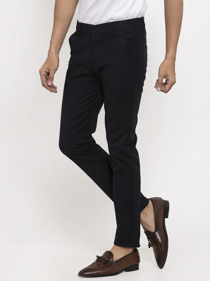 Men Navy Blue Slim Fit Chinos Trouser