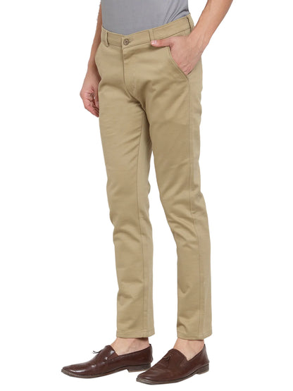 Men Khaki Slim Fit Solid Chinos