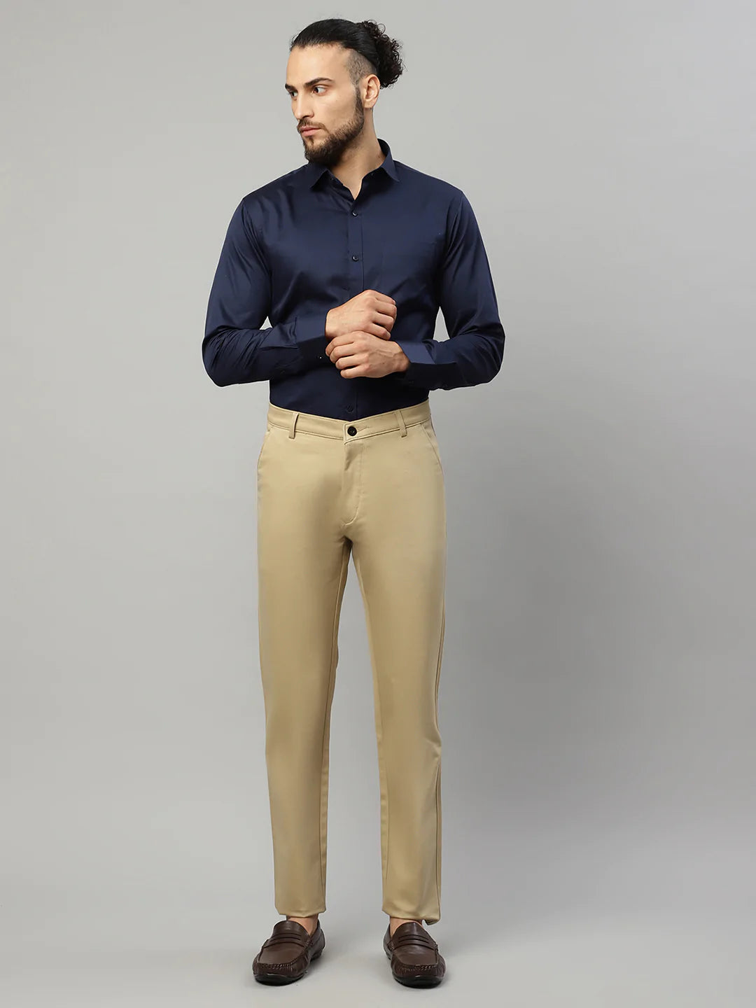 Men Beige Slim Fit Trousers