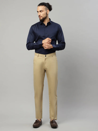 Men Beige Slim Fit Trousers