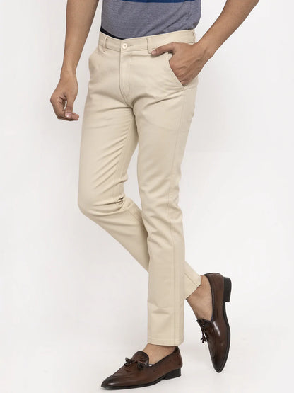 Men Khaki Slim Fit Chinos Trousers