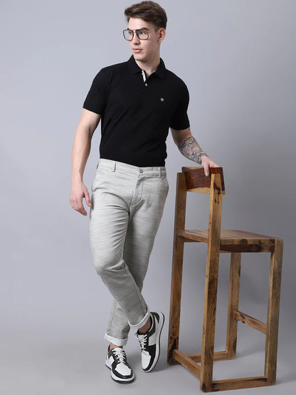 Men Grey Slim Fit Trousers