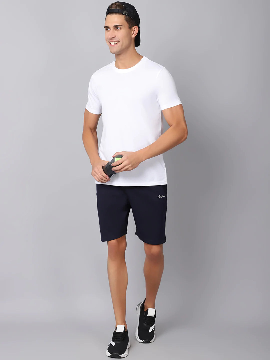 Men Navy Blue Slim Fit Sports Shorts