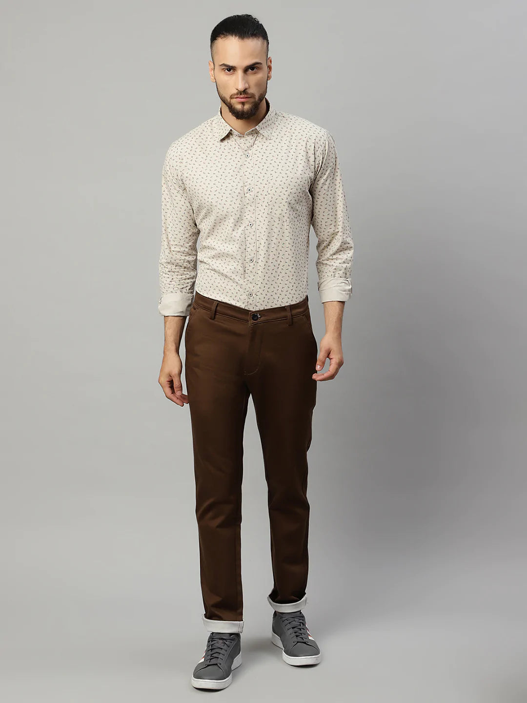 Men Brown Slim Fit Trousers