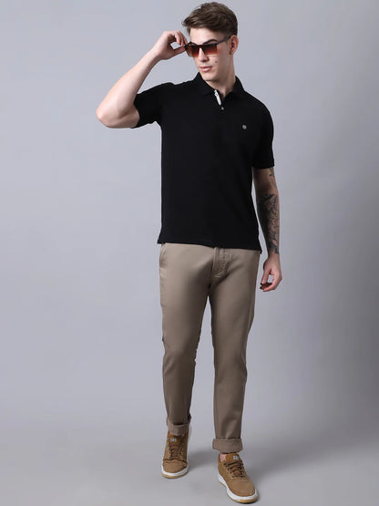 Men Khaki Slim Fit Chinos Trousers