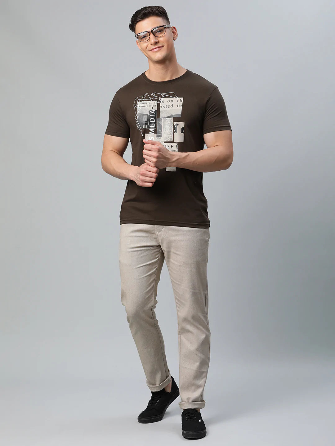 Men Beige Slim Fit Trousers