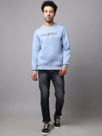 Men Blue Printed Sweatshirt